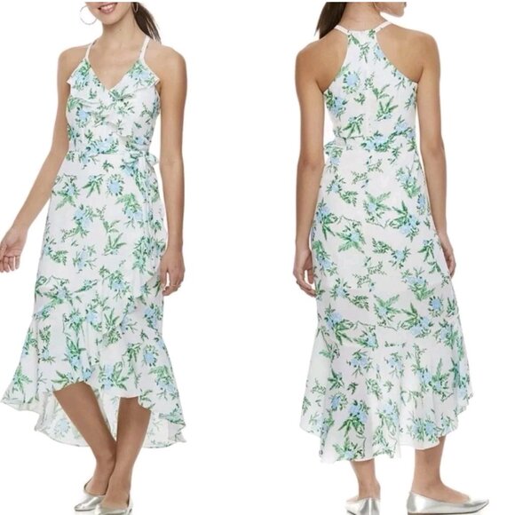 Disney Dresses & Skirts - Disney Princess Faux Wrap Floral Dress Hi-Low Ruffles Fairy Whimsy Size XS